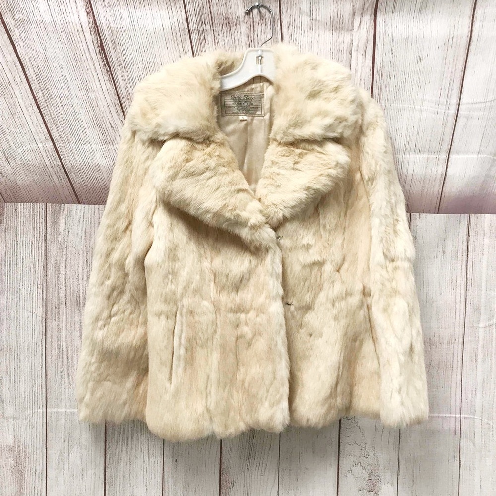 70s vintage Dino Ricco cream rabbit fur jacket 2 4
